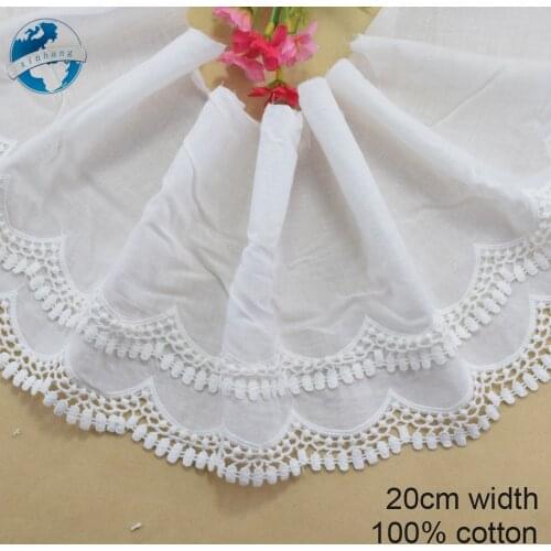 20cm wide 100% Cotton embroid lace sewing ribbon guipure trim wedding decoration DIY dolls colthes Accessories lace edge#4046