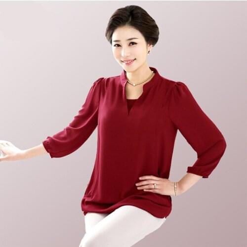 2020 Summer Plus Size Womens Clothing large Size 5xl 6xl Lady 3/4 sleeve Loose Chiffon Blouse Big Size Tops for Female