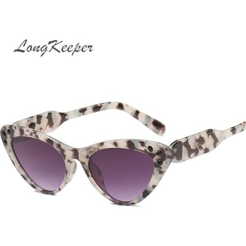 LongKeeper Vintage Cat Eye Sunglasses Women Mosaic Diamond Luxury Brand Design Sun Glasses Female Fashion Gafas de sol
