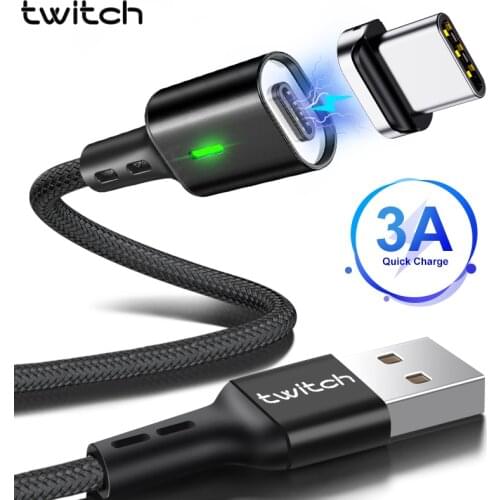 3A USB Type C Magnetic Cable For Samsung S10 S9 Plus Fast Charge Data Cable For Xiaomi Redmi Note 10 8 Pro Type-C Magnet Cable