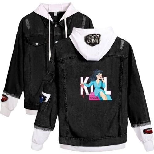 Why Women Kill Fashion Denim Jacket With Ripped Stitches Women/Men Hot Sale Fake two Hooded Cool Cowboy Jackets