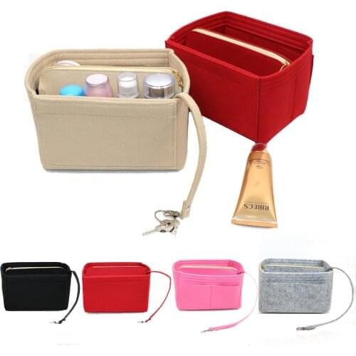 Fashion Felt Cloth Insert Bag Organizer Women Makeup Handbag Multi-functional Cosmetic Bag Travel Purse Tote Accessorie Supplies
