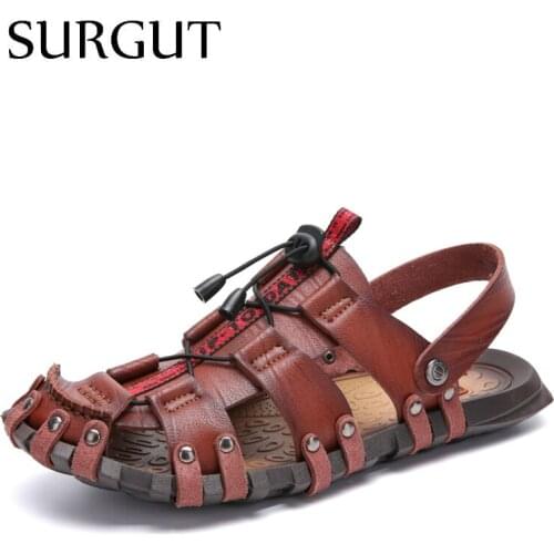 SURGUT 2021 Summer Men Sandals Breathable Beach Outdoor Shoes Summer Roman Men Sandals High Quality Sandals Slippers Soft Bottom