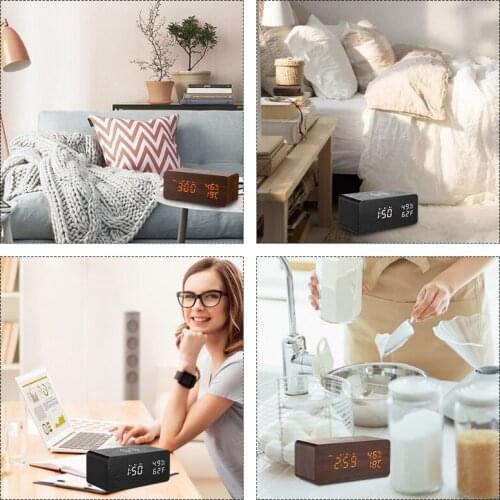 Powered Table Led USB Battery Charger Totoro Usb Desktop Wake Up Bedroom Electronic Wooden Alarm Clock Digital