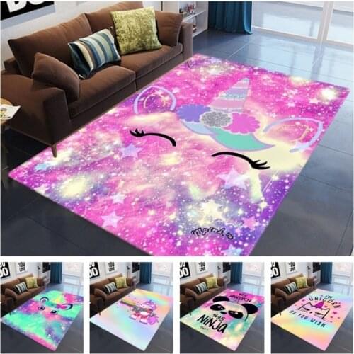 Galaxy Unicorn Non-slip Mat Dining Room Living Room Soft Child Bedroom Mat Carpet Area Floor Mat 3D Rug