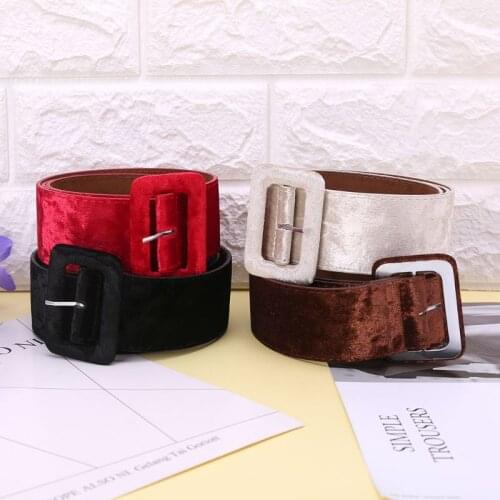 New Design Fashion Wide Belt Female Dress Belts Decorate Waistband Velvet Belt 28GD
