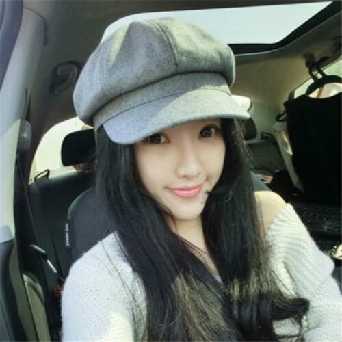 New Fashion Spring Autumn and winter woolen beret octagonal hat female of the tide men and women painter hat newspaper boy hat