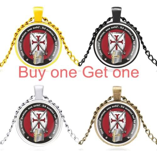 New Knight Templar Cross Sword Design Fashion Glass Dome Pendant Necklace Charm Men Women Jewelry Gifts