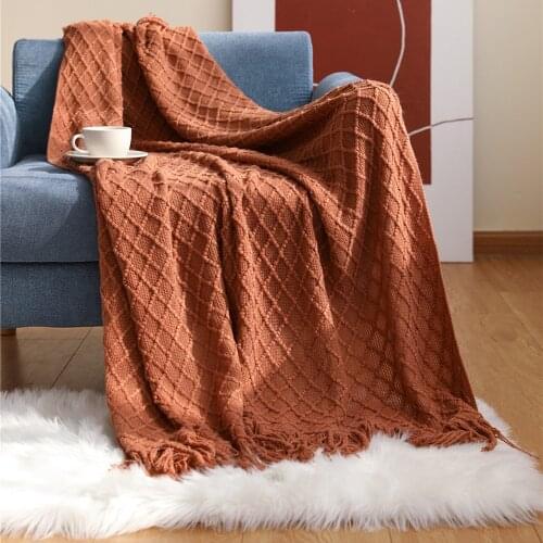 Tassel Blanket Air-conditioning Sofa Shawl Hotel Bed Flag Knitted Thin Section Sleeping Shawl Quilt Office Nap Blankets