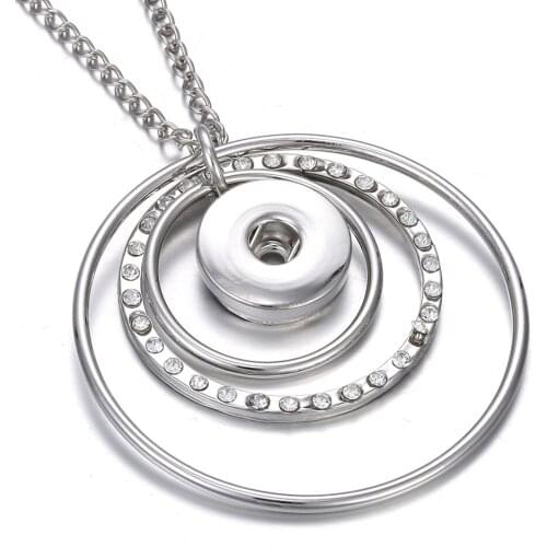 New Snap Jewelry Snap Button Necklace Fashion Rose Gold Metal Rhinestone Big Round Snap Button Jewelry Fit 18mm Snap Buttons