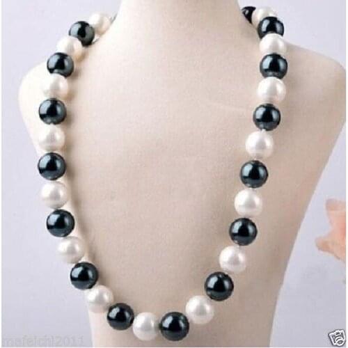 Real surprising 19" 10-11mm south sea white black pearl necklace