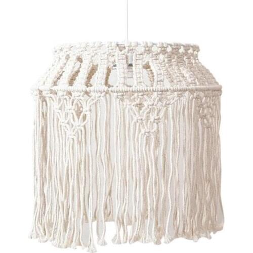 Hand-Woven Lampshade Macrame Chandelier Bohemian Bedroom Decorative Lamp Pendant Light Cover Home Decorative