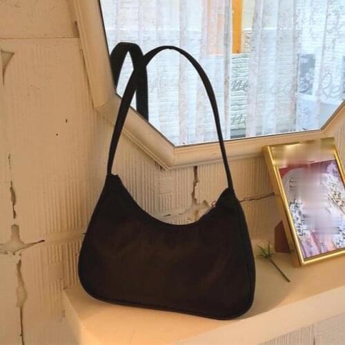 Simple Design Women Nylon Hobos Underarm Bag Fluorescent Green Ladies Small Shoulder Bags Fashion Female Girls Purse Handbags