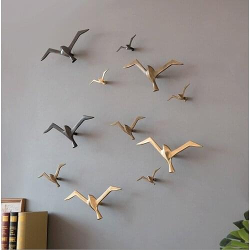Luxury Pure Copper Seagull Statue Wall Hanging Metal Bird Sculpture Ornament Retro Office Cafe Wall Decoration Home Decor Gift