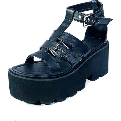 Chunky heel sandals punk Sandals Summer demonia shoes Platform Sandals Women Summer Shoes sandalias romanas womens sandals