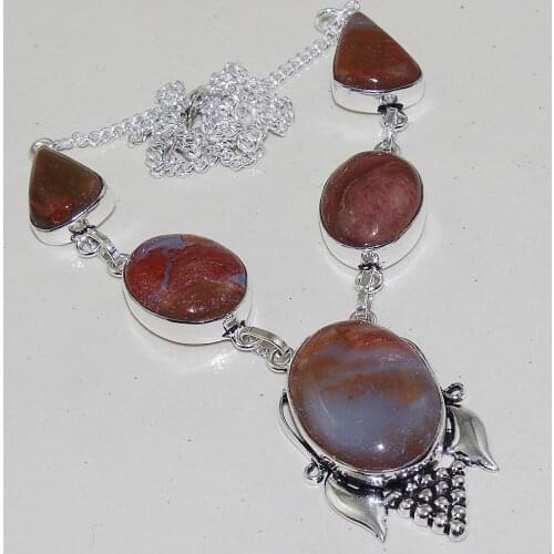 Jaspper Necklace Silver Overlay over Copper ,50.5cm, N1312