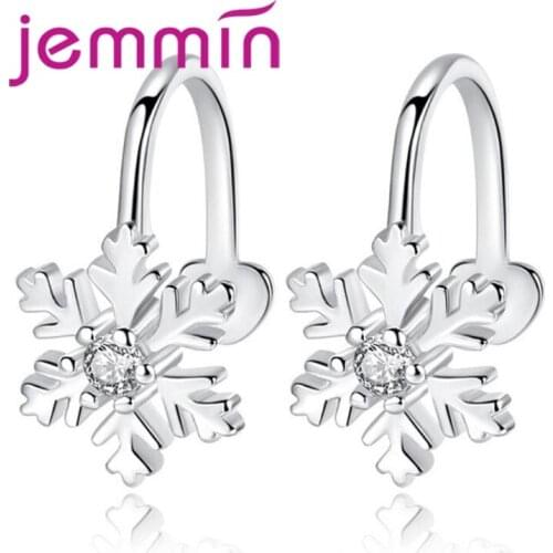 Korean Luxury New 925 Silver Snowflake Stud Earrings For Women Lovers Best Gift Engagement Jewelry Drop Shipping