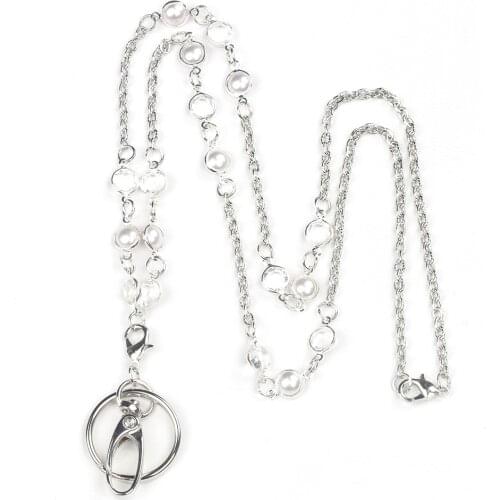 Lanyard Silver Chain Lanyard ID Card Holder Necklace Name Badge Holder Key Clip Neck Chain Lanyards Nurse Accessories