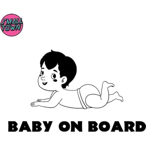 Small Town 16.9X10.1CM BABY ON BOARD Warning Car Sticker Funny Cartoon Decoration Car Accessories C25-0177