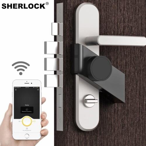 Sherlock S3 Silver/Black Smart lock Bluetooth Phone App Control Keyless Support Remote Key Electronic Door Lock code lock