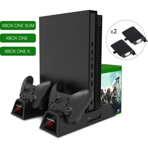 Dual Controller Charging Dock Vertical Charger Stand For Xbox One /S/ XPro Accessories Cooling Fan Xbox Heat Sink Base
