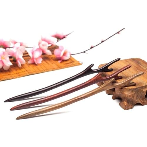 Vintage simple wood hair sticks pins hairwear hairpins diy Casual handmade wooden head jewelry accessories ornaments for women