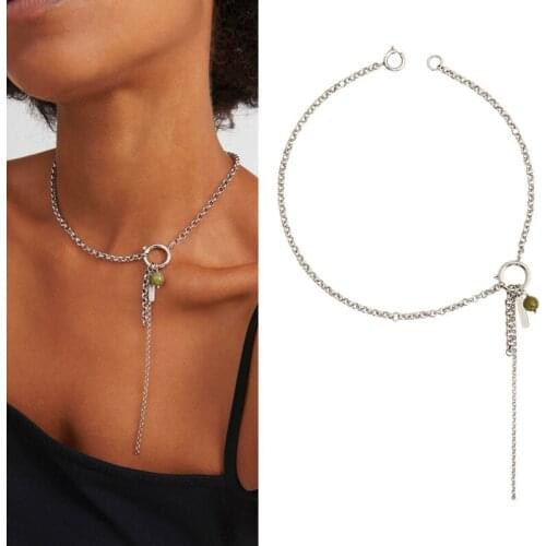 Jewelry silver chain asymmetric tassel simple short necklace female choker collarbone chain