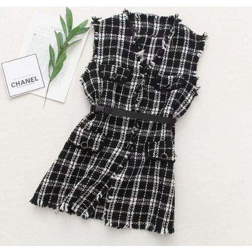 Plus size cotton linen Plaid women loose vest coats 2021 new spring autumn casual ladies vests long frayed jackets female tops
