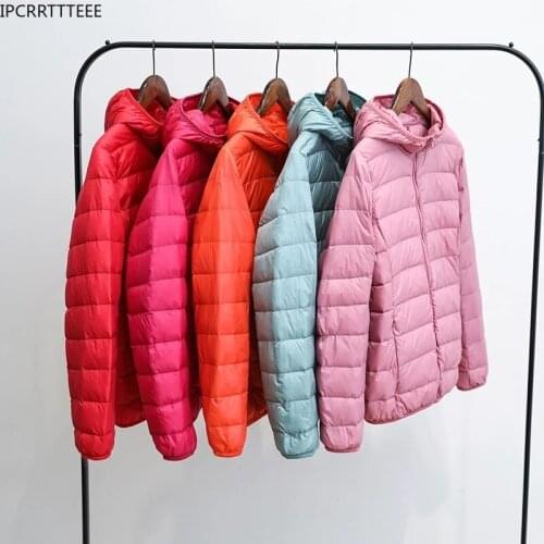Women Ultralight Thin Down Jacket Spring Autumn White Duck Down Hooded Jackets Warm Winter Coat Parka Female Portable Outwear