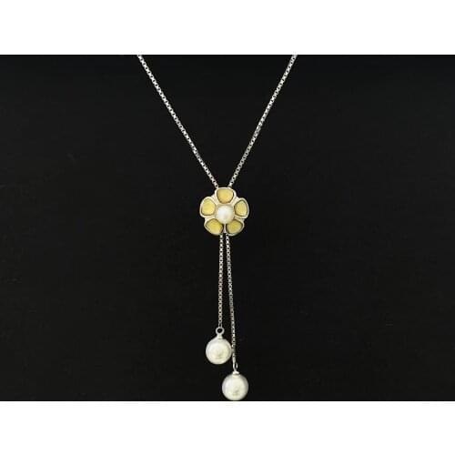 Solid 925 Sterling Silver Round 8-8.5mm Fresh Water Akoya White Pearls Necklaces for Women Fine Jewelry Birthday Presents