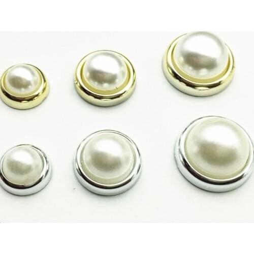 Gold Silver Bottom Rivets Imitation Half Round Pearl Bead DIY Clothing Shoes Bags Accessories Craft Art Decoration 30pcs