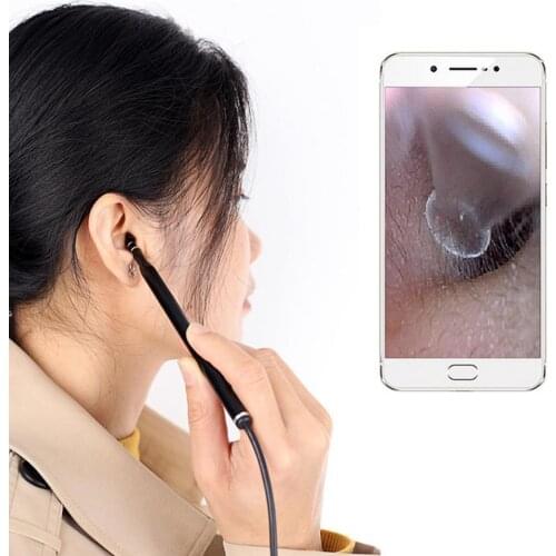 1Set Ear Cleaning Endoscope Spoon Mini Camera Ear Picker Ear Wax Removal Adjustable Black 6 LEDs HD Inspection Endoscope Camera