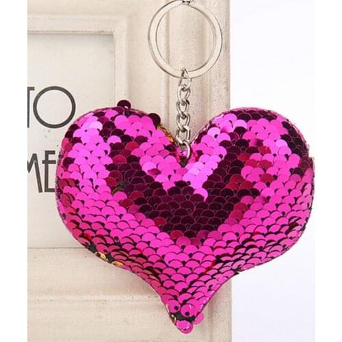 1piece Keyboard Lovely Jewelry Color Sequins Heart-shaped Keyboard Sequins Peach Heart Hanging Key Ring Decoration