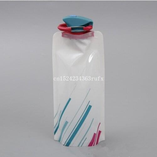 100pcs 700ml Water Bottle with Carabiner Portable Foldable Reuseable Water Bottle for Outdoor Sports Travel Folding Bags