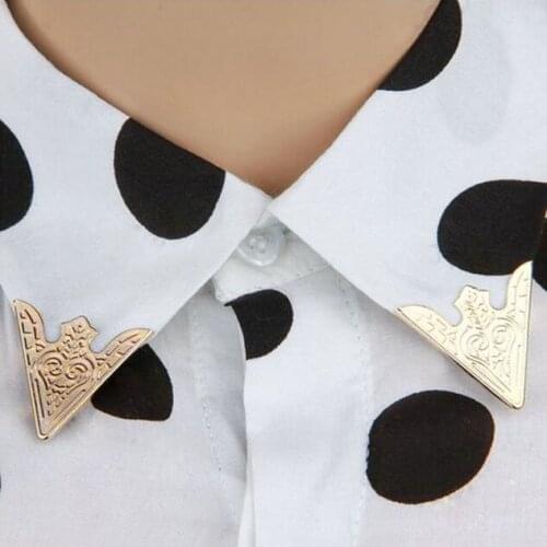 Fashion 2 Pairs Women Girls Shirt Collar Clips Wing Shape Tips Brooch Pins