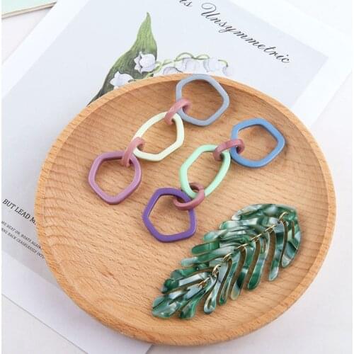 2pcs Korean Vintage Irregular Geometric Tandem Chain Leaf Acetate Pendant Statement Earrings For Women Diy Jewelry Accessories