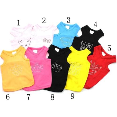 2016 New Bling Diamond Pets Clothes Glitter Full Drill Dog Soft Cotton Sleeveless Vest Coats