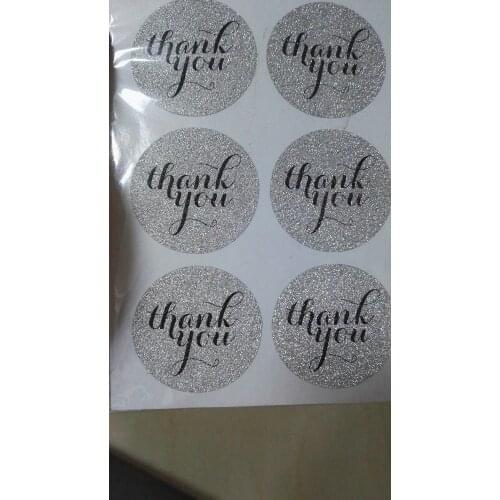 3.8cm THANK YOU glitter silver Classic Round Sticker