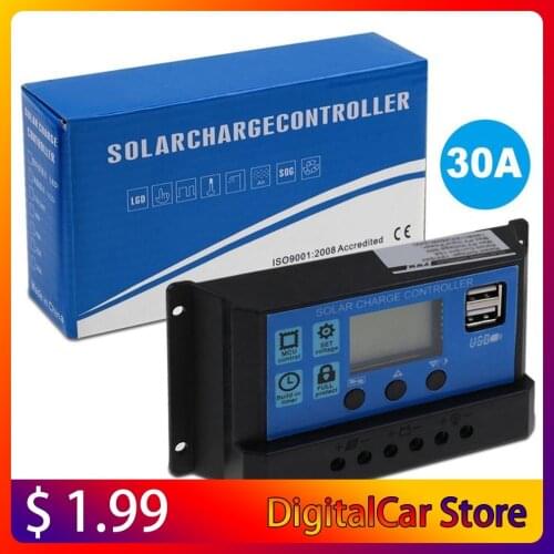 30A PWM Solar Charge Controller 12/24V Auto PWM LCD DualUSB 5V Output Solar Cell Panel Regulator Home BatteryCharger