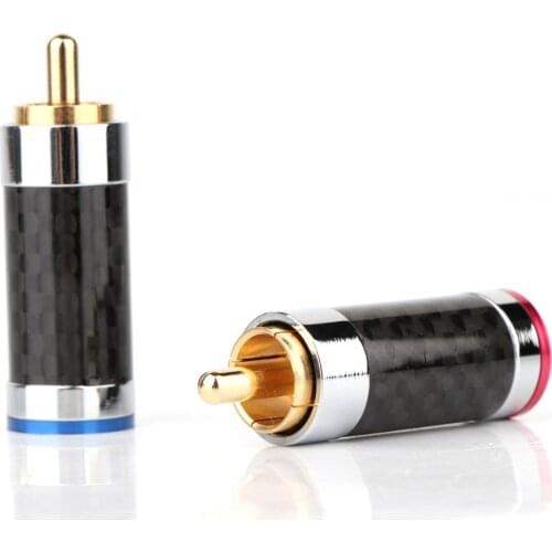 4Pcs R1745 High Quality Carbon Fiber RCA Jack Gold Plated Interconnect Cable Connector Plug Signal Connector Plug