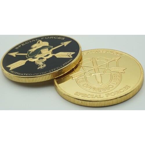 5pcs/lot 1 OZ United States Army Special Forces Gold Plated Coin Metal Round Challenge Coins Gift For Collection