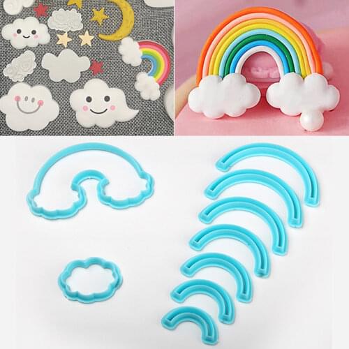 9cps/set Rainbow Cookie Cutter Custom Made 3D Printed Fondant Cookie Cutter Biscuit Mold For Cake Decorating Tools