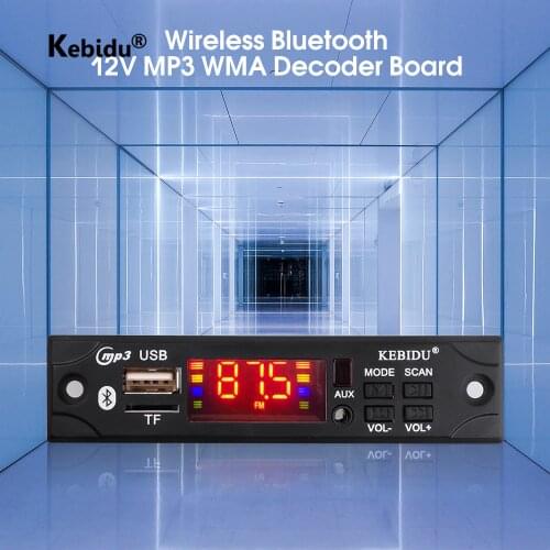 Kebidu 5V 12V Wireless Bluetooth MP3 WMA Decoder Board Car Audio USB TF FM Radio Module with Remote Control For Car accessories