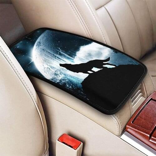 Black wolf Auto Center Console Cover Soft Car Armrest Cushion Accessories For Hyundai i30 ix35 Alfa Romeo 147 Audi A5 Sportback