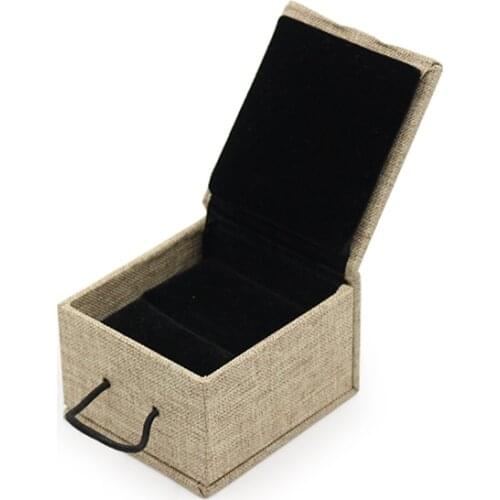 Wooden buckle drawstring design linen jewelry ring bracelet pendant long chain box made of imported dimensional colored paper