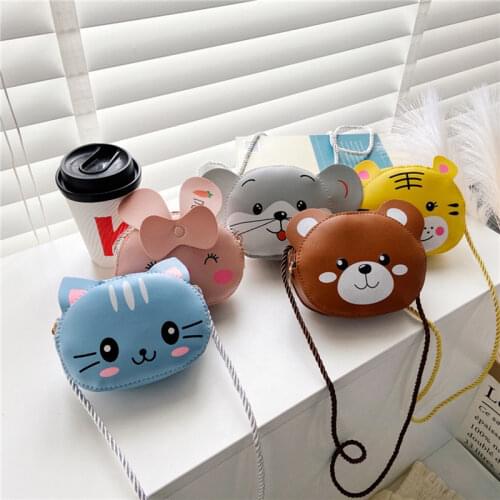 Children Cartoon Animal Shoulder Bag Plush Purse Messengers Bags Handbag Round Zipper Crossbody Bags Shoulder Bag Cute Shape