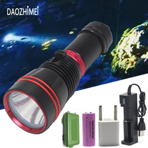 1000 Lumens XM-L2 Diving Flashlight Waterproof Dive Tactical 26650 Torch Underwater 100M Waterproof Lanterna