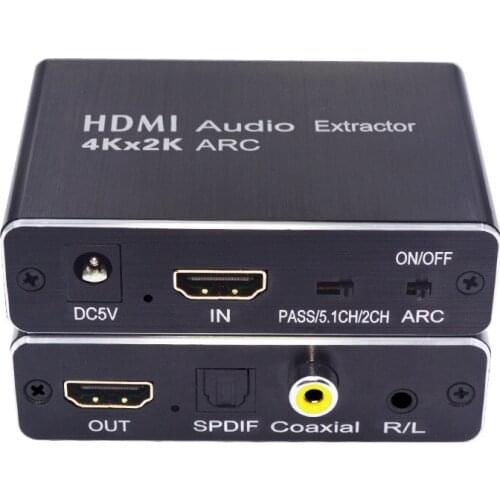 HDMI To Audio Extractor 4Kx2K Support ARC/3D + Optical TOSLINK SPDIF 5.1 ARC HDMI Audio Extractor Splitter HDMI Audio Extractor