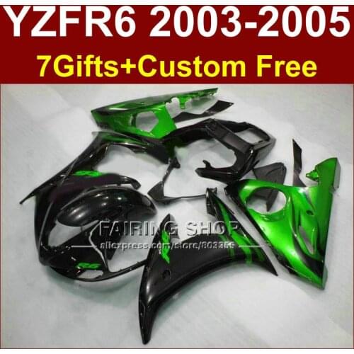 Personalize body repair parts for YAMAHA r6 fairing kit 03 04 05 Motorcycle green black fairings sets YZF R6 2003 2004 2005 WG5