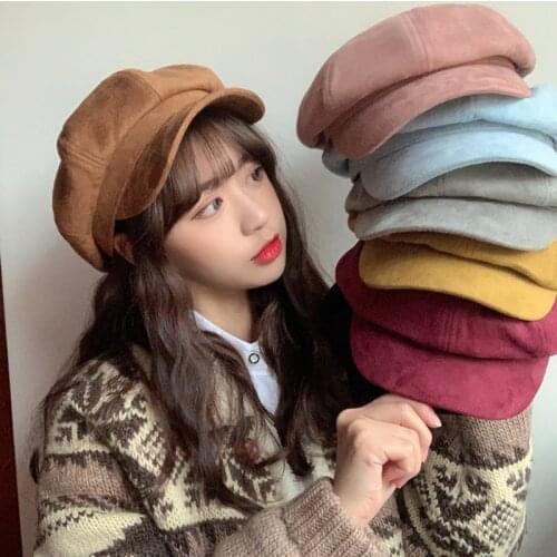Women Newsboy Caps Vintage Artist Painter Octagonal Cap Autumn Winter Warm Newsboy Beret Hat Solid Lovely Causal Casquette